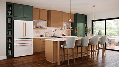 1951 Cabinetry Lubbock Painted Sage and Maple Cider.
