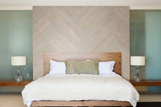 bleached oak wall panels.