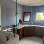 bathroom tile floor.