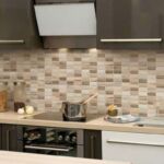 Bedrosians Woodcut Wall Tile in kitchen.