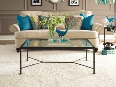 plush carpet in living room.