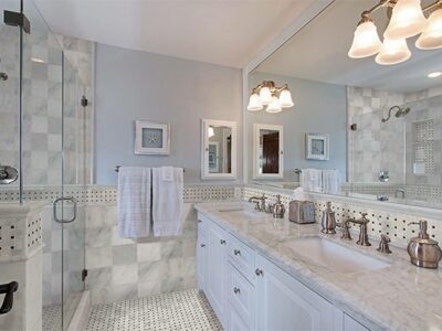 carrera marble tile and flooring in the bathroom.