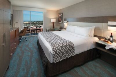 New hospitality carpet in a room at the Crowne Plaza hotel in Ventura, CA.