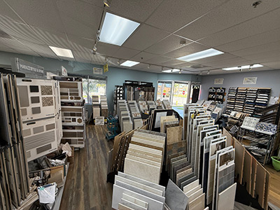 Flooring samples in showroom.