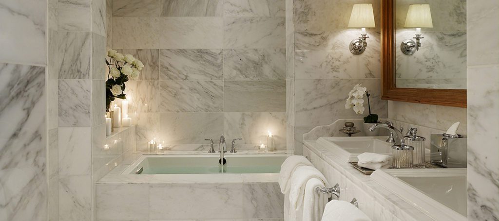 natural stone in bathroom.